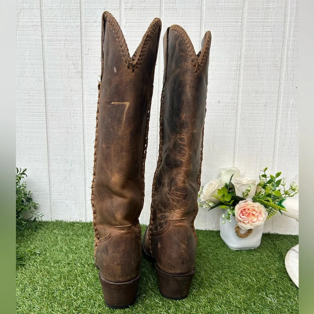 Classic Over-the-Knee Leather Boots in Brown